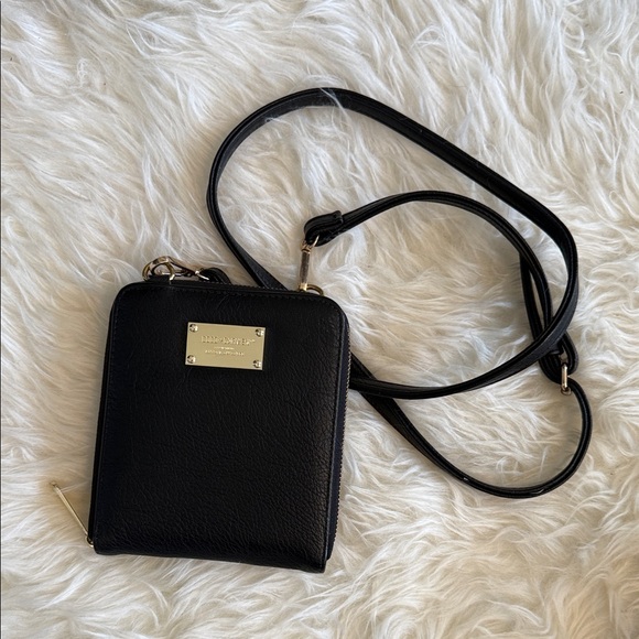 Coco + Carmen Handbags - Coco + Carmen Black Leather Crossbody with Gold Plaque